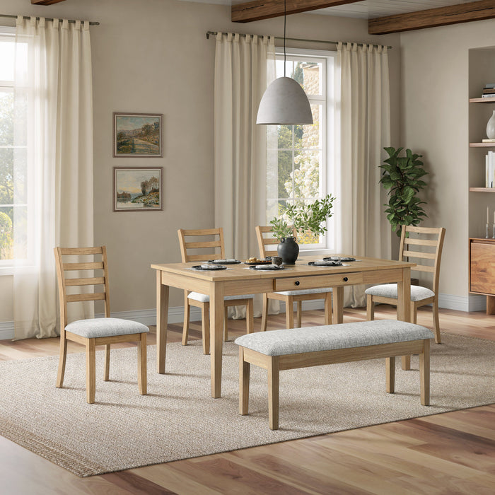 Cove Dining Table with Storage Drawers, Melamine, 66\"W - Natural/Grey