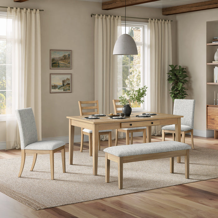 Cove Dining Table with Storage Drawers, Melamine, 66\"W - Natural/Grey