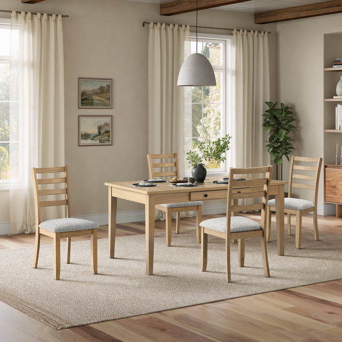Cove Dining Table with Storage Drawers, Melamine, 66\"W - Natural/Grey