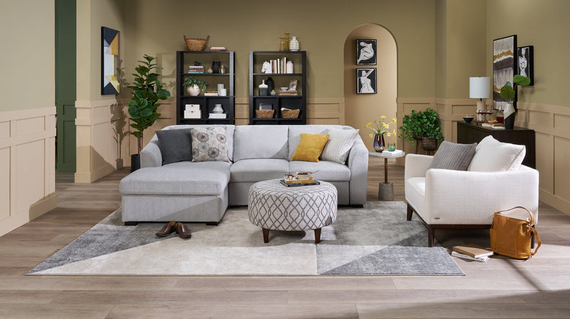 Made in Canada Customizable Sofa Lab The Curve 31\" Fabric Ottoman - Steel Multicolour