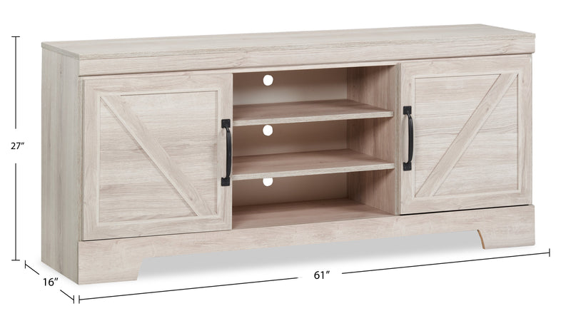 Davin 61\" Rustic TV Stand with Storage and Cable Management for TVs up to 70\"- Whitewash