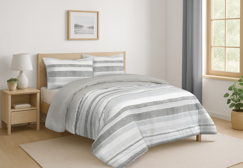 Dodger 3-Piece King Comforter Set – Grey and White
