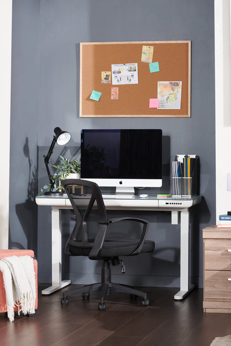 Metro 47.24” Height-Adjustable Office Desk with Storage and USB Ports - White