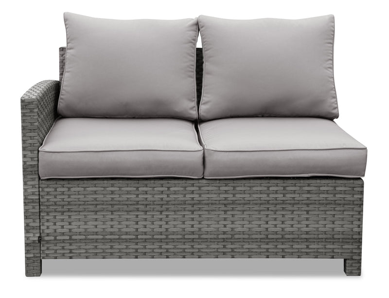 Dominica 4-Piece Outdoor Patio Set with 2 Loveseats, Storage End Table & Glass Top Coffee Table - Hand-Woven Resin Wicker, UV & Weather Resistant - Grey