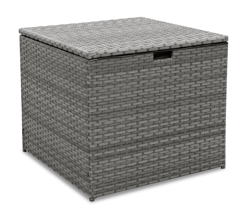 Dominica 4-Piece Outdoor Patio Set with 2 Loveseats, Storage End Table & Glass Top Coffee Table - Hand-Woven Resin Wicker, UV & Weather Resistant - Grey