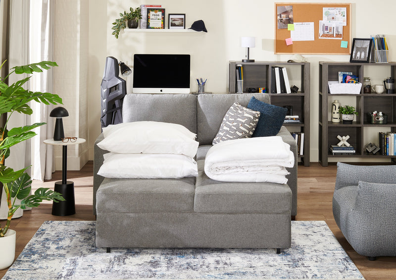 Drift 66.5\" Linen-Look Fabric Sleeper Sofa with Track Arms - Grey