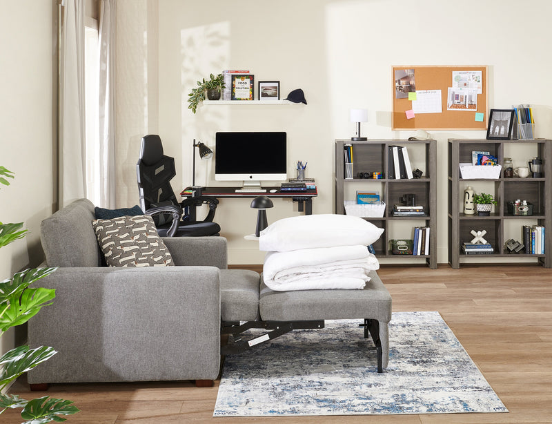 Drift 66.5\" Linen-Look Fabric Sleeper Sofa with Track Arms - Grey