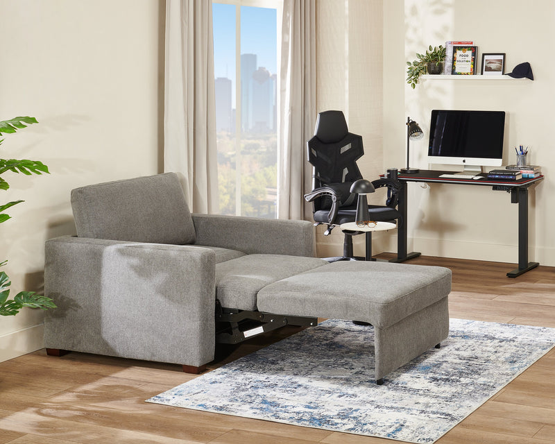 Drift 66.5\" Linen-Look Fabric Sleeper Sofa with Track Arms - Grey