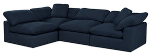 Eclipse 4-Piece Linen-Look Fabric Modular Sectional - Navy