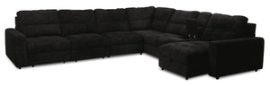 Scott Living Elevate Modular 7-Piece Right-Facing Chenille Fabric Power Sliding Sectional with Storage - Ebony