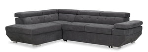 Element 2-Piece Left-Facing Linen-Look Fabric Sleeper Sectional with Adjustable Headrests and USB Port - Grey