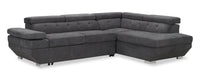 Element 2-Piece Right-Facing Linen-Look Fabric Sleeper Sectional with Adjustable Headrests and USB Port - Grey 