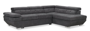 Element 2-Piece Right-Facing Linen-Look Fabric Sleeper Sectional with Adjustable Headrests and USB Port - Grey