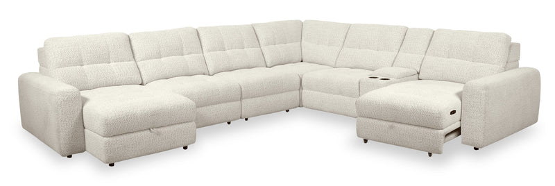 Scott Living Elevate Modular 7-Piece Left-Facing Chenille Fabric Power Sliding Sectional with Storage - Beige