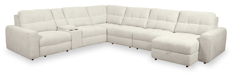 Scott Living Elevate Modular 7-Piece Right-Facing Chenille Fabric Power Sliding Sectional with Storage - Beige