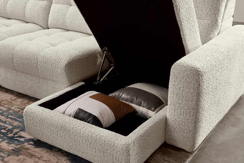 Scott Living Elevate Modular 7-Piece Right-Facing Chenille Fabric Power Sliding Sectional with Storage - Beige