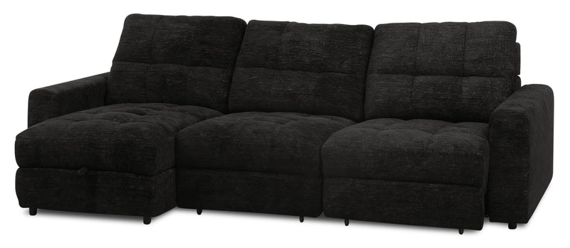 Scott Living Elevate Modular 3-Piece Left-Facing Chenille Fabric Power Sliding Sectional - Ebony