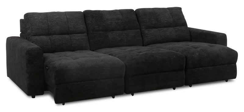 Scott Living Elevate Modular 3-Piece Right-Facing Chenille Fabric Power Sliding Sectional - Ebony