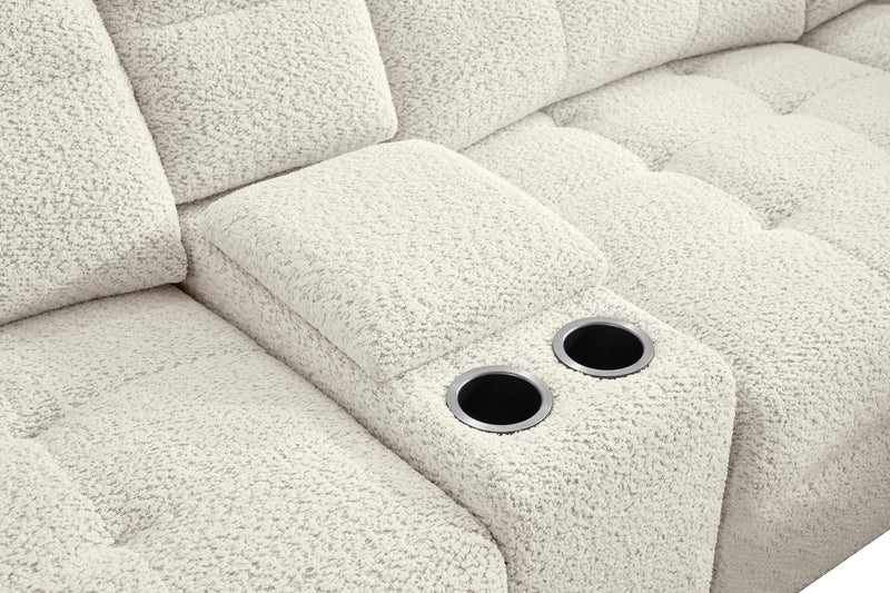 Scott Living Elevate Modular 7-Piece Left-Facing Chenille Fabric Power Reclining and Sliding Sectional - Beige