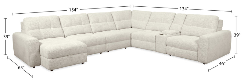 Scott Living Elevate Modular 7-Piece Left-Facing Chenille Fabric Power Reclining and Sliding Sectional - Beige