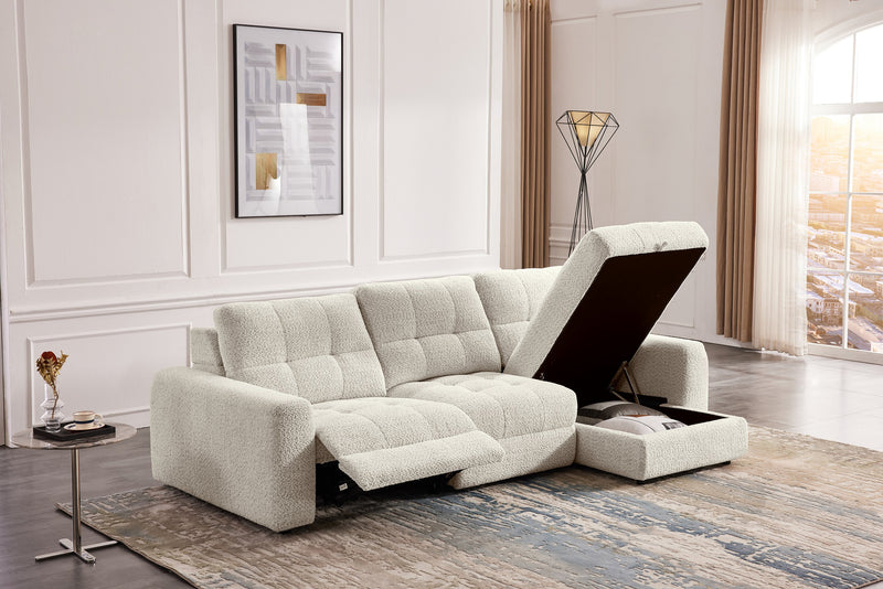 Scott Living Elevate Modular 3-Piece Right-Facing Chenille Fabric Power Reclining and Sliding Sectional - Beige