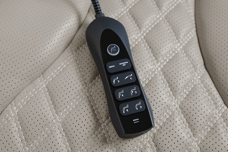 Elite 38\" Genuine Leather Massage Power Reclining Chair with Immersive Audio and Power Headrest - Putty