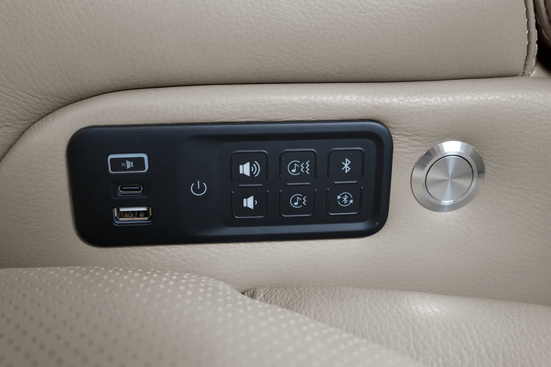 Elite 38\" Genuine Leather Massage Power Reclining Chair with Immersive Audio and Power Headrest - Putty