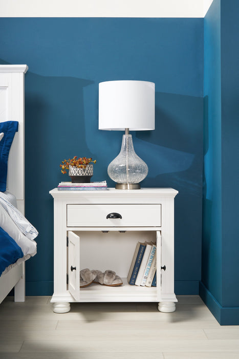 Ella Bedside 1-Drawer & Cabinet Nightstand, 28\"W x 27\"H - White