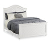 Ella Panel Bed with Headboard & Frame, Chevron Pattern, White - Queen Size