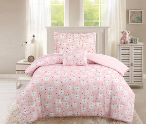 Elsie 4-Piece Full/Queen Comforter Set - Pink