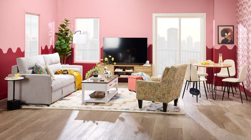 Emme 72\" Modern TV Stand with Storage and Cable Management for TVs up to 80\"- Light Brown