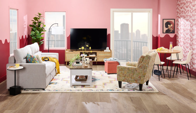 Emme 72\" Modern TV Stand with Storage and Cable Management for TVs up to 80\"- Light Brown