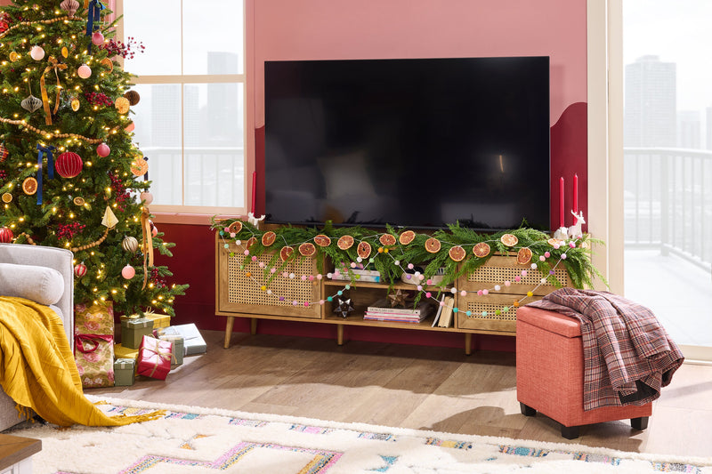 Emme 72\" Modern TV Stand with Storage and Cable Management for TVs up to 80\"- Light Brown