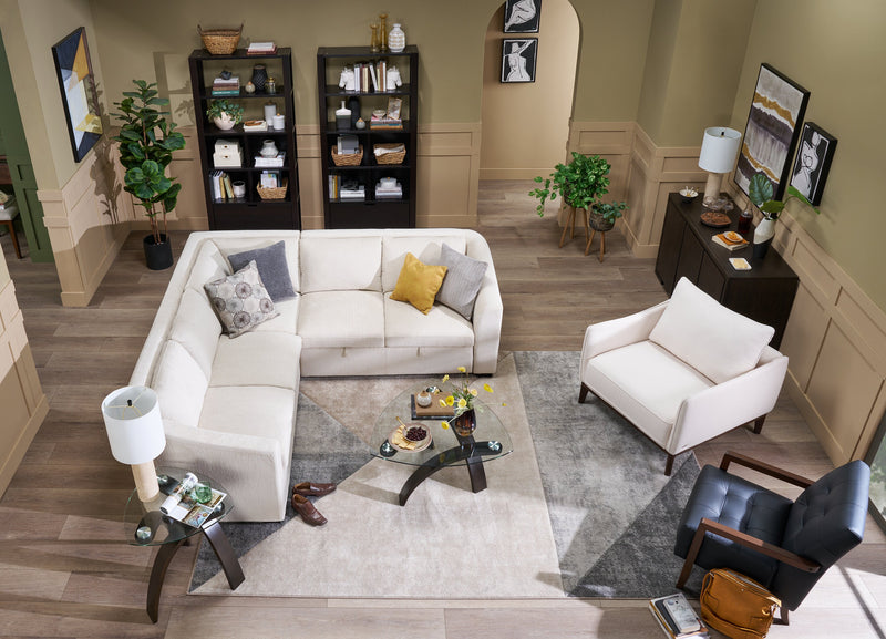 Envy 3-Piece Chenille Fabric Sectional - Almond Beige