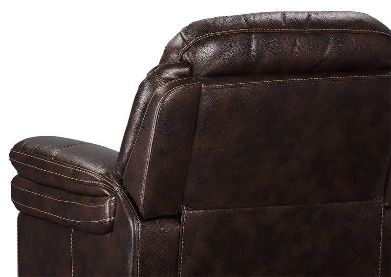 Leo 41\" Leather-Look Fabric Rocker Reclining Chair - Walnut Brown