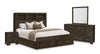 Ethan Storage 6pc Bedroom Set with Bookcase Headboard, Dresser, Mirror, Nightstand, Rustic Brown - Queen Size