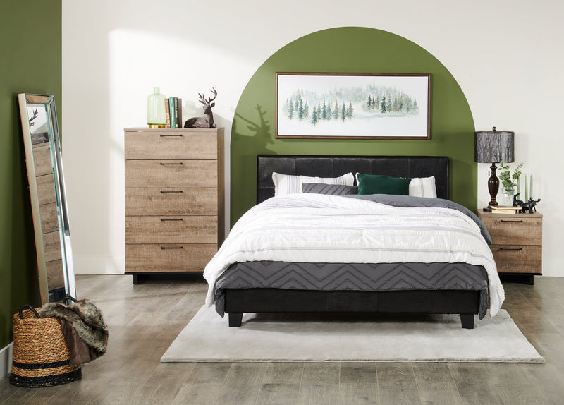 Everley Bedside 2-Drawer Nightstand with USB Ports, 19.5\"W x 22.5\"- Brown