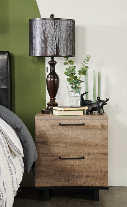 Everley Bedside 2-Drawer Nightstand with USB Ports, 19.5\"W x 22.5\"- Brown