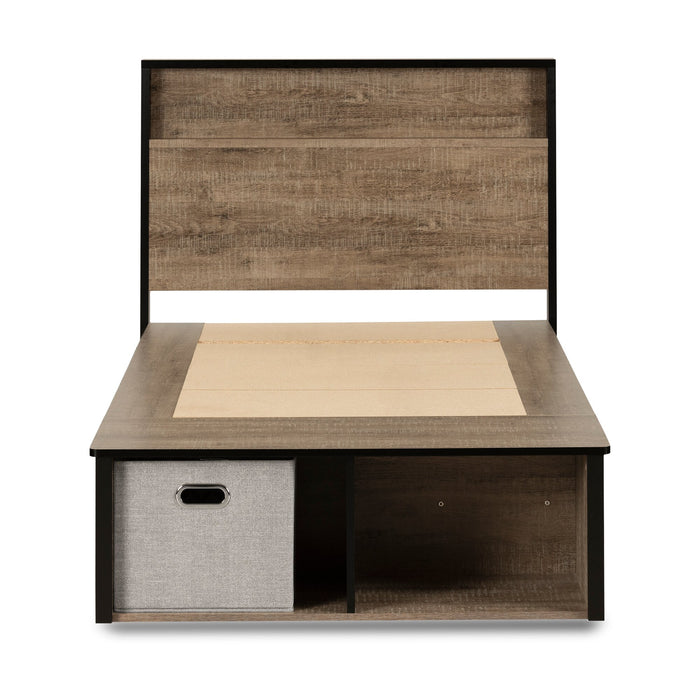 Everley Platform Bed 5pc Set with Panel Headboard, Chest & Nightstand, Two-Tone - Twin Size