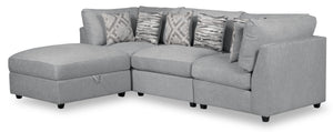 Scott Living Evolve Modular 4-Piece Linen-Look Fabric Sectional with Ottoman and Feather Down Cushions - Grey