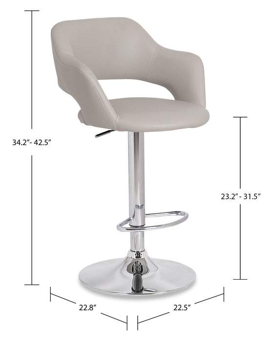 Finn Barstool with Swivel & Adjustable Seat, Vegan Leather Fabric, 23-31.5\"H, Metal - Beige