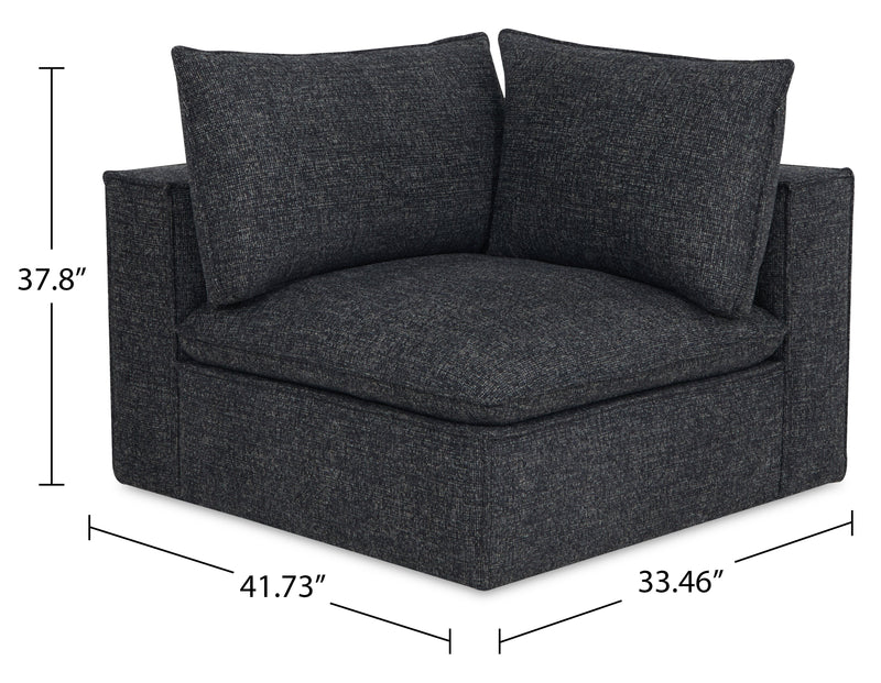 Fusion Modular 41.73\" Charcoal Grey Chenille Fabric Corner Chair with Removable Back Feather Down Cushions