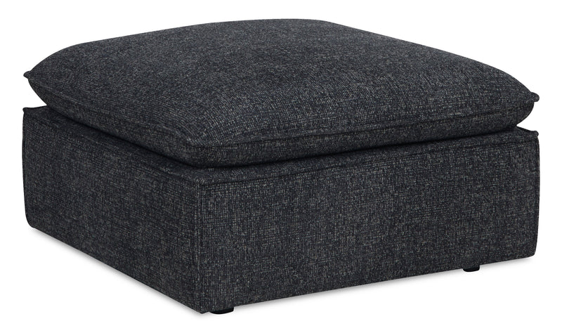Fusion 33.85\" Charcoal Grey Chenille Fabric Ottoman with Feather Down Cushion