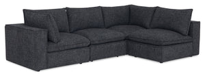 Fusion Modular 4-Piece Charcoal Grey Chenille Fabric Sectional with Removable Feather Down Back Cushions