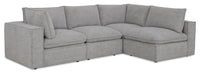 Fusion Modular 4-Piece Silver Grey Chenille Fabric Sectional with Removable Feather Down Back Cushions 