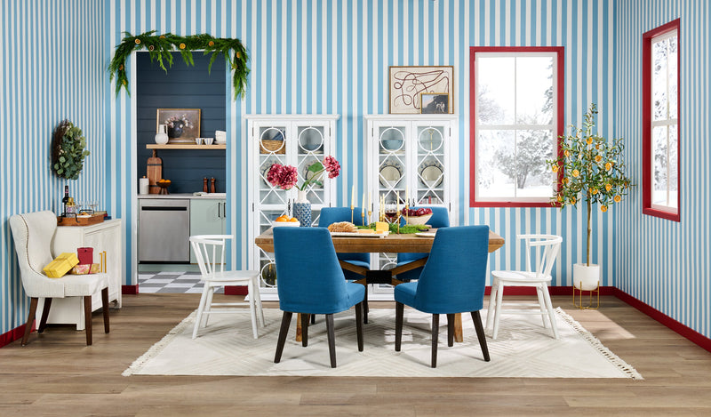 Gabi Dining Chair with Linen-Look Fabric - Blue