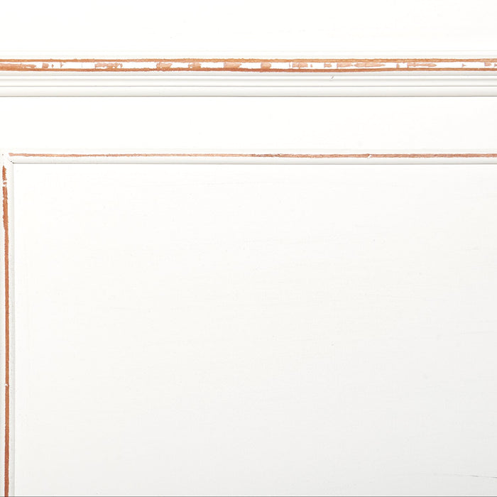 Grace Panel Bed with Headboard & Frame, Wooden, Fabric, Antique White - Queen Size