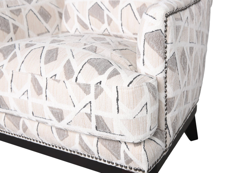 Haden 30\" Chenille Fabric Accent Chair with Wood Base and Nailhead Trim - Angelou Linen Multicolour