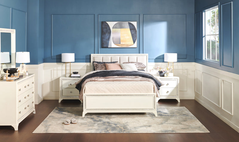 Halo Bedside 2-Drawer Nightstand with LED Light, 21\"W x 24\"H, Glam - White