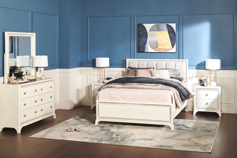 Halo Bedside 2-Drawer Nightstand with LED Light, 21\"W x 24\"H, Glam - White